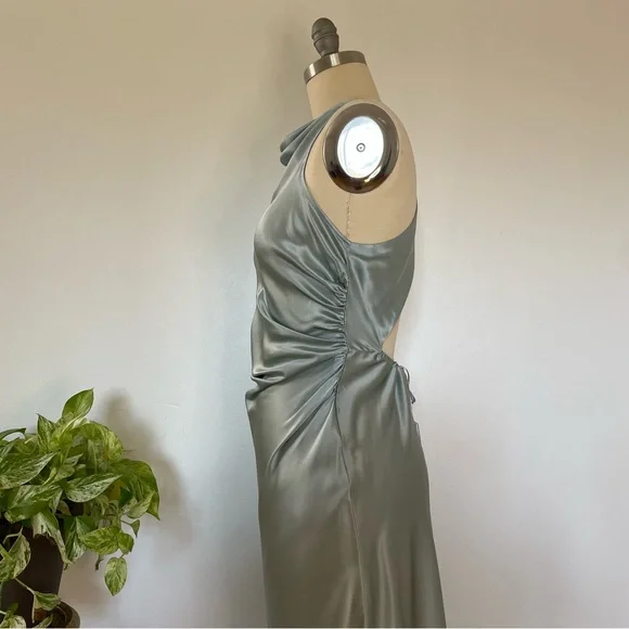 Reformation Anaiis Silk Dress in Aquamarine - Picture 7 of 11